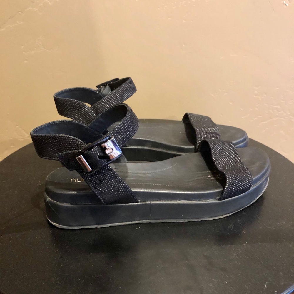 Nurture Black Emmerie Leather Platform Sandal